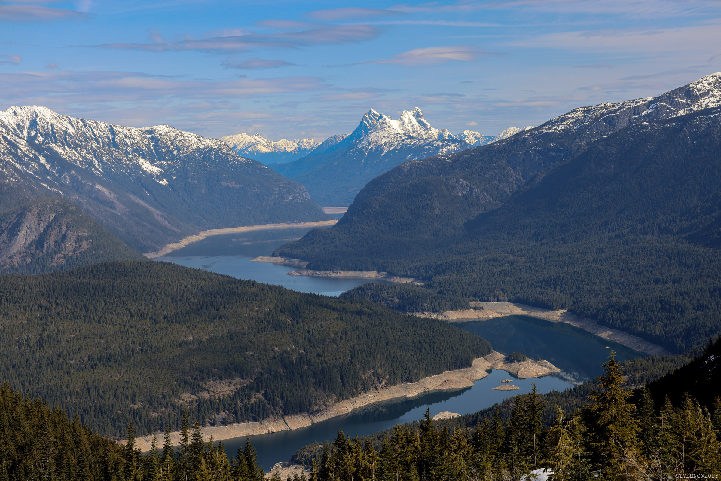 Twin Summits of Hozomeen Mountain Standing Back of Ross Lake